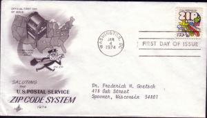 FDC Sc# 1511 Intro of Zip Code System Artcraft L949