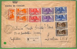 ZA1631 - VATICAN - Postal History - Sass # 55/60*2 on RECOMMENDED ENVELOPE 1938-