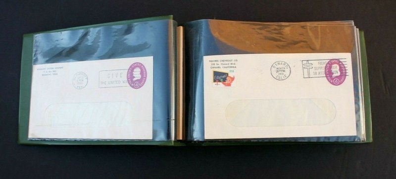 US Stamp Collection 60 Vintage Slogan Cancel Covers in Excellent Album