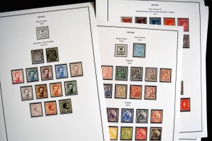 COLOR PRINTED SPAIN 1850-1940 STAMP ALBUM PAGES (42 illustrated pages)