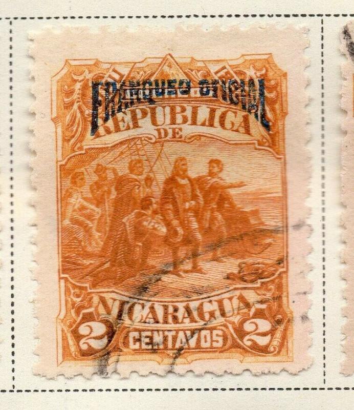 Nicaragua 1892 Early Issue Fine Used 2c. Official Optd 323707