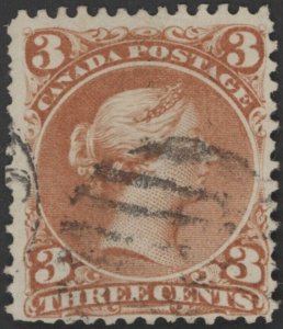 Canada #25 3 cent red large queen used