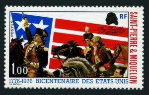 St Pierre & Miquelon 447,MNH.Mi 517. US-200, 1976. Washington, Lafayette, Flag. 