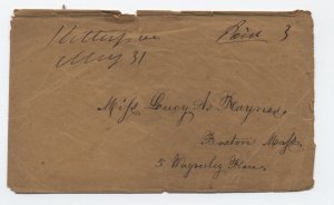 1850s Kittery ME mansucript stampless cover paid 3 rate [h.4897]