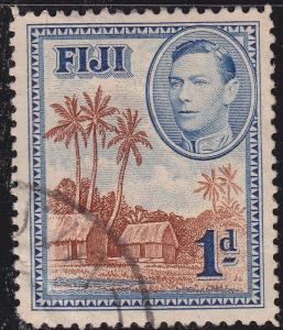 Fiji 118 USED 1938 Fijian Village, Palm Trees, Houses