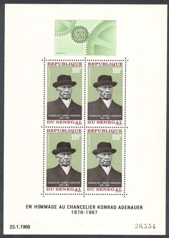 Senegal Chancellor Adenauer MS 1968 MNH SG#MS369 CV£5.50