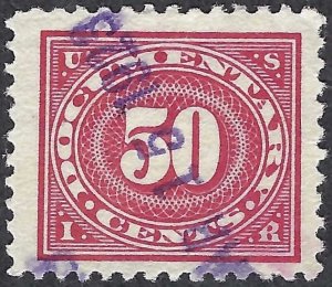 United States #R238 50¢ Documentary (1917). Rose. Fine centering. Used.