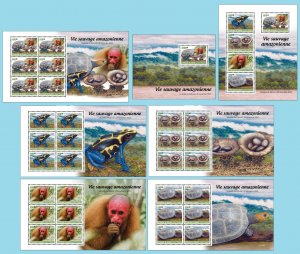 DJIBOUTI 2025 7XMS -AMAZONE FROG FROGS TURTLE TURTLES MUSHROOMS MONKEY MONKEYS-