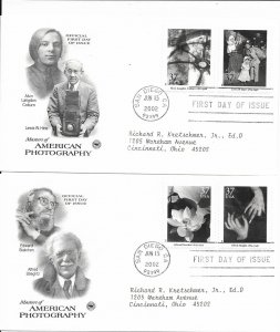 2002 FDC, #3649a-t, 37c American Photography, PCS (10)