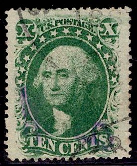 US Stamp #35 10c Washington Used SCV $55. 4 Margins!