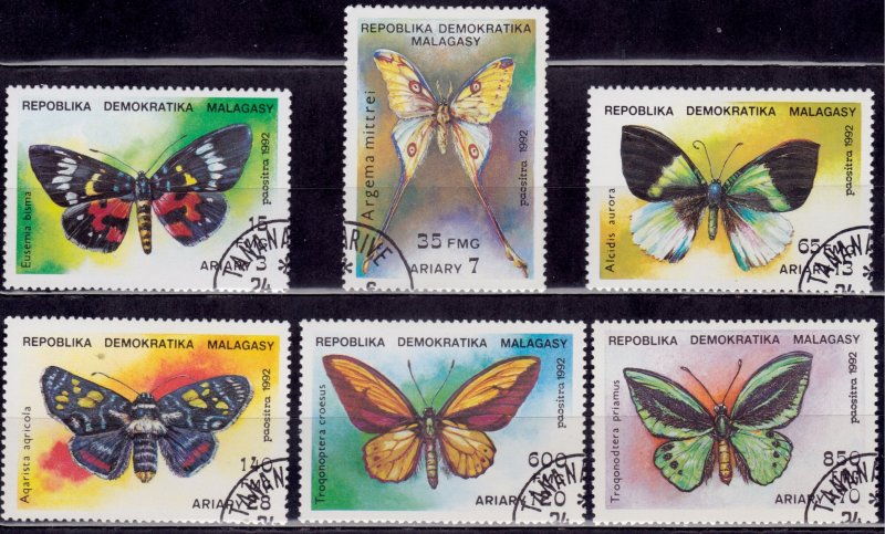 Madagascar, 1992, Butterflies, sc#1080-85, used/CTO*