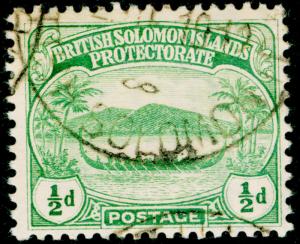 BRITISH SOLOMON ISLANDS SG8, ½d green, FINE USED, CDS.