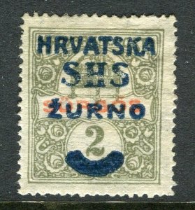 CROATIA; 1918 New Yugoslavia SHS HRVATSKA Optd issue used 2h. value