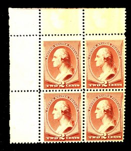 U.S. #210 MINT BLOCK OF 4 OG NH SOME GUM STAINS