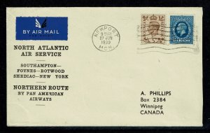 GB First Flight Cover. North Atlantic Air Service. Pan American Airways to Ca...