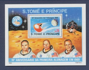 ST THOMAS & PRINCE - Scott 582 - MNH S/S - Space Apollo Moon Landing -
