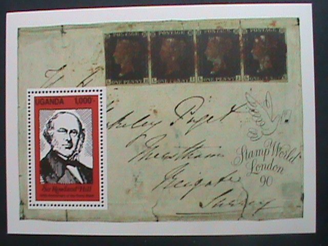 UGANDA-1990 SC#797  PENNY BLACK 150TH ANNIV: LONDON'90 STAMP SHOW:: MNH S/S