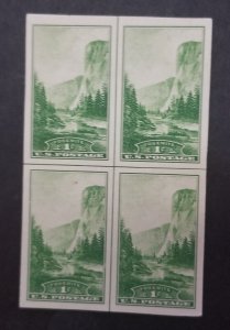 US Scott 756 1c Yosemite Centerline Cross Stamp Block MINT MNH NGAI T6711