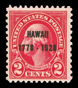 Scott 647 1928 2c Carmine Hawaii Overprint Issue Mint F-VF OG NH Cat $7.25