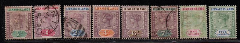 $Leeward Is. Sc#1-8 used+M/H/F-VF, complete set, 4-5 8 mint, Cv. $255.95