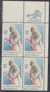 Scott 1826 MNH UR Zip Blk - Gen. Bernardo de Galvez