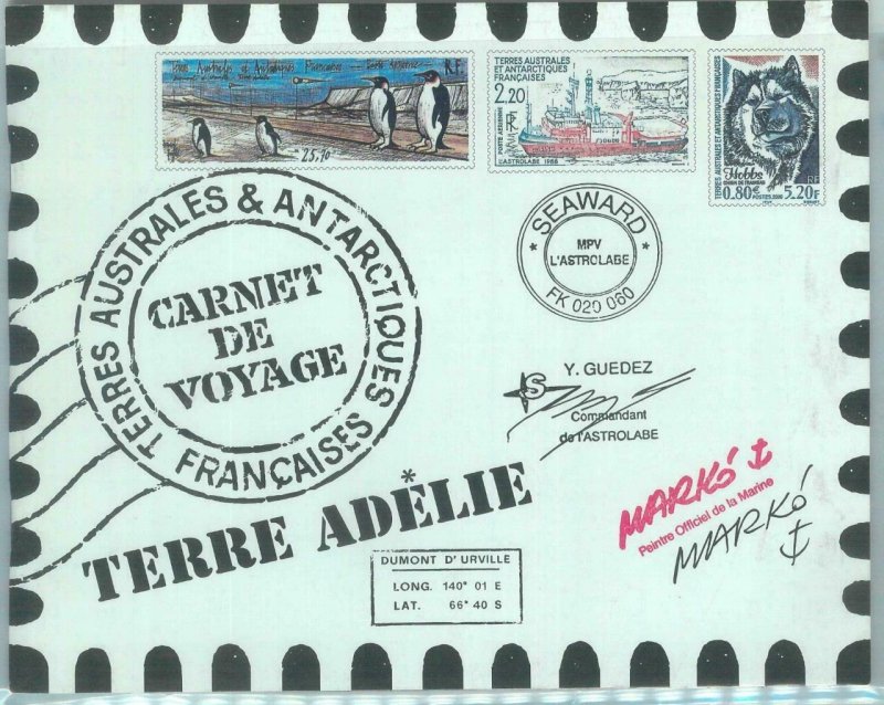 87553 - FSAT / TAAF  FRENCH ANTARCTIC 2001 - BOOKLET:  ADELIE Penguins Wolf Boat