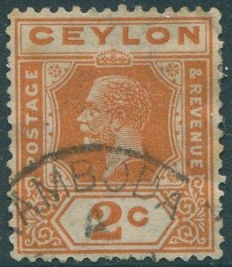 Ceylon 1912 SG307 2c brown-orange KGV #2 FU (amd)