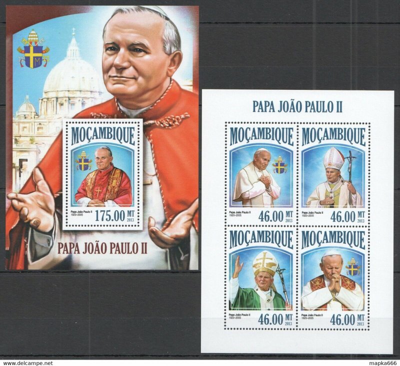 2013 Mozambique Pope Jean-Paul Ii Papa Joao Paulo Ii Kb+Bl ** St2527