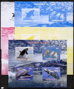 Chad 2012 Whales & Dolphins sheetlet containing 4 val...