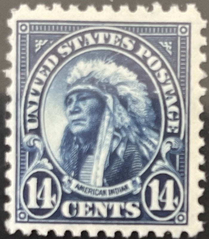 Scott #565 1923 14¢ American Indian flat plate perf. 11 MNH OG