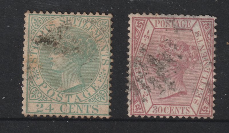 Straits Settlements x 2 QV old ones CC watermark