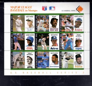 ST. VINCENT #1275 1989 MAJOR LEAGUE BASEBALL MINT VF NH O.G SHEET 9