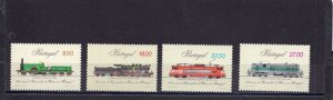 PORTUGAL 1981 LOCOMOTIVES/TRAINS SET OF 4 STAMPS MNH