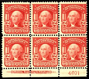 U.S. #319 MINT PL# Block OG HR 