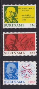 Surinam  #603-605  MNH  1982  TB Bacillus centenary . Robert Koch