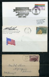 US POSTAL HISTORY OF STATE OF CONNECTICUT  LOT OF 36 COVERS 1873-1990 AS SHOWN