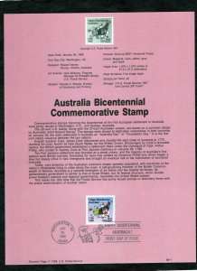 SP823 Australia Bicentennial, Souvenir Page FDC (#2370)