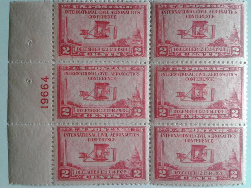 SCOTT # 649  STUNNING PLATE BLOCK OF 6  GEM VERY DESIRABLE !! 1928