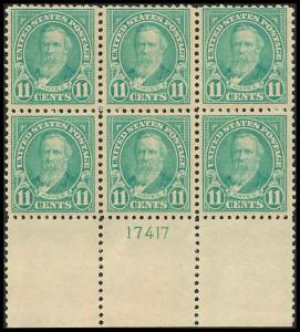 563 Mint F-VF HR Plate Block(bott 3 NH)