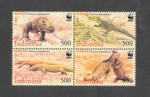 INDONESIA #1911-14 - KOMODO DRAGON (blk-1) WWF  MNH