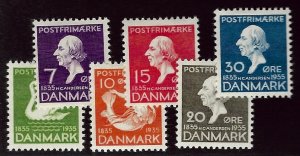 Denmark SC#246-251 Mint F-VF hr SCV$33.50....Worth a Close Look!