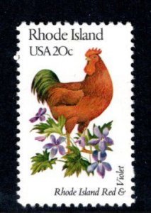 US 1991 MNH State Birds/Flowers Rhode Island Rhode Island Red/Violet