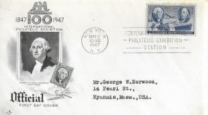 1947 FDC, #947, 3c Stamp Centenary, Art Craft M-24