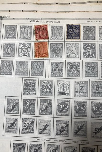 OLD GERMANY STAMPS HINGED ON ALBUM PAGE