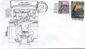 US EVENT CACHET COVER 10th ANNIVERSARY UNITED STATES POSTAL SERVICE JULY 1 1981