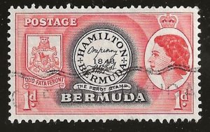 BERMUDA # 144 USED 1d 1953-58