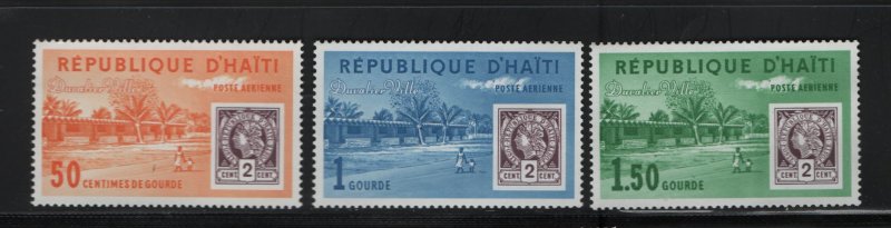 HAITI C203-C205 (3) Set, MNH 1962 Street in Duvalier Ville and Stamp of 1881