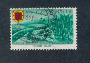  Colombia 1961 Scott C405 used - 35c, Arms & view of San Gil