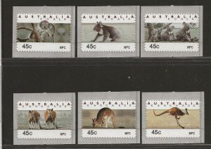 AUSTRALIA SC# 1274-79   COUNTER PRINTED    FVF/MNH