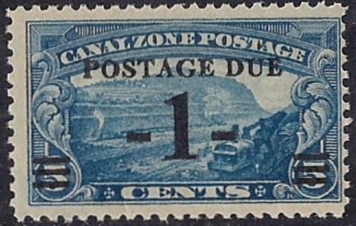 CANAL ZONE #J21 1 cent on 5 cent Gillard Stamp Mint OG NH F
